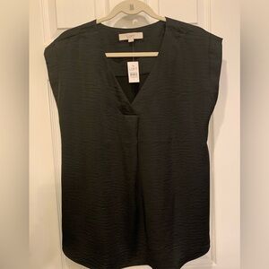 LOFT Satin Cap Sleeve V-neck Top NWT